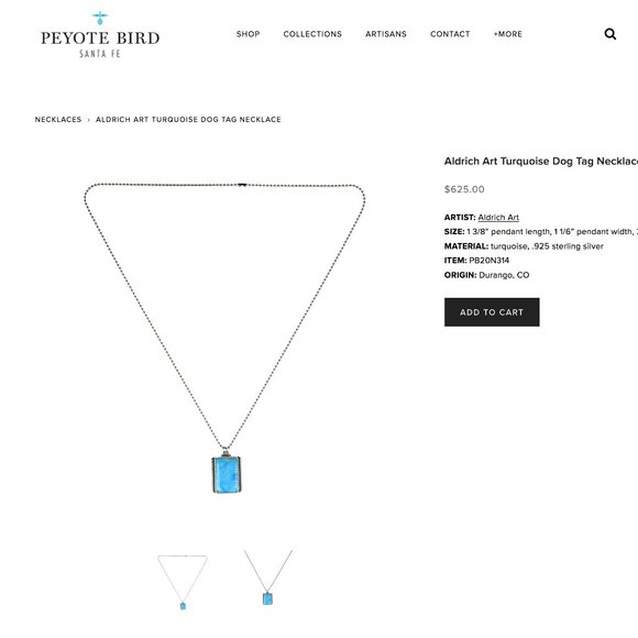 Peyote Bird GemStone Silver (925) Necklace.